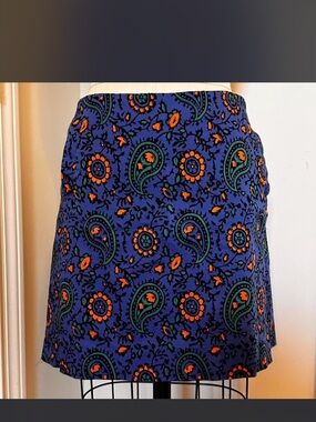 J. Crew Blue Dress with Orange Accent Print